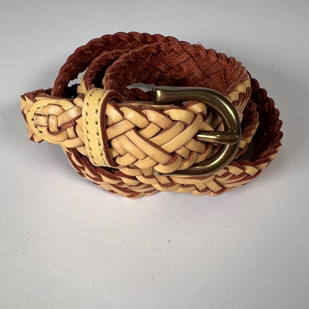 Madewell Braided Leather Belt in Tan and Brown